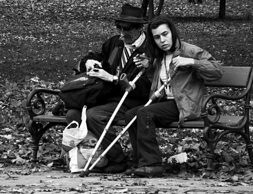 Couple on the Bench B&W