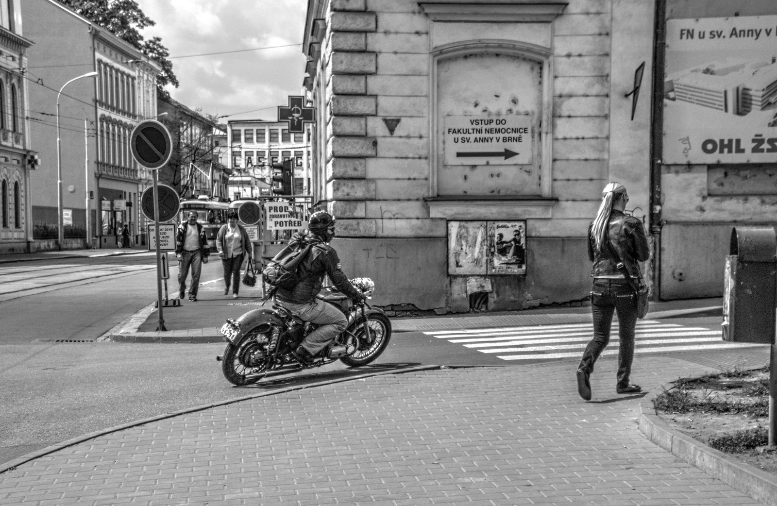 Street Scene with Retro Biker