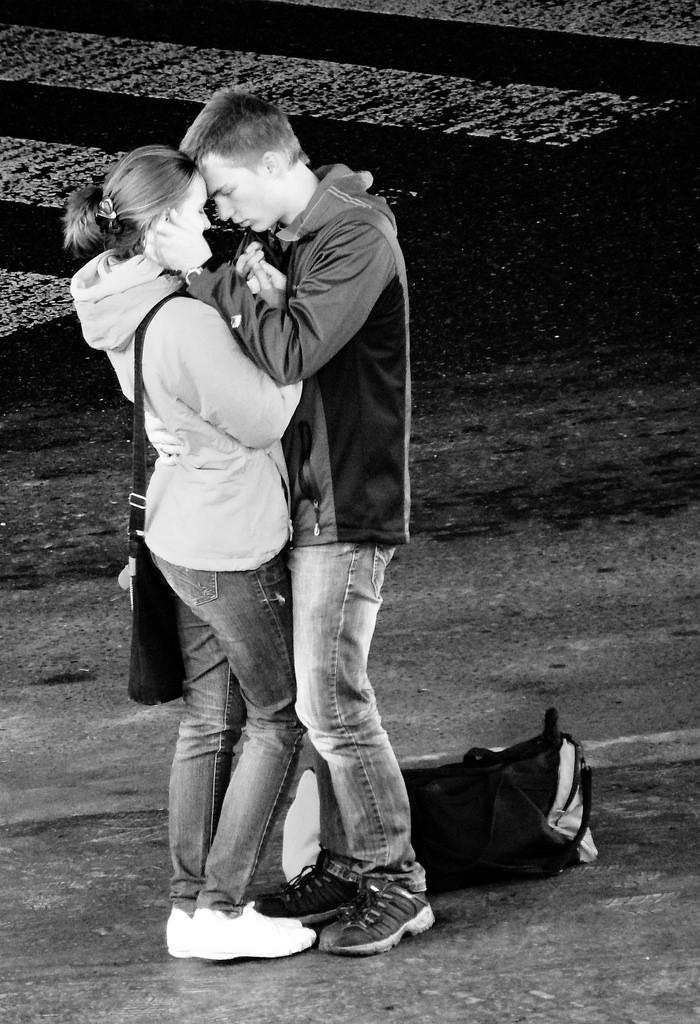 Young Couple at Bus Station