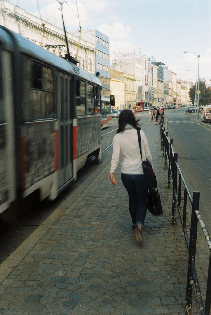 Arriving Tram (vintage camera, scan from film)