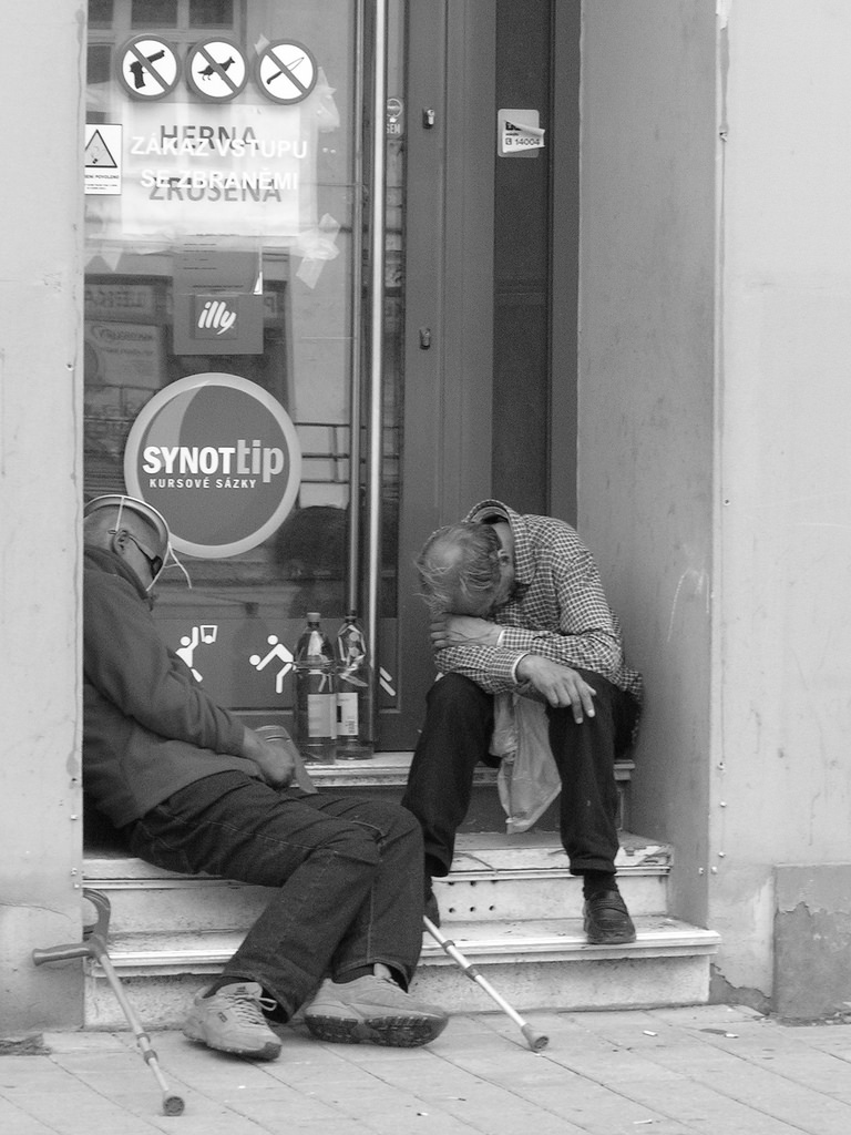 Two Man Sleeping in Front of Cancelled Gambling House 1