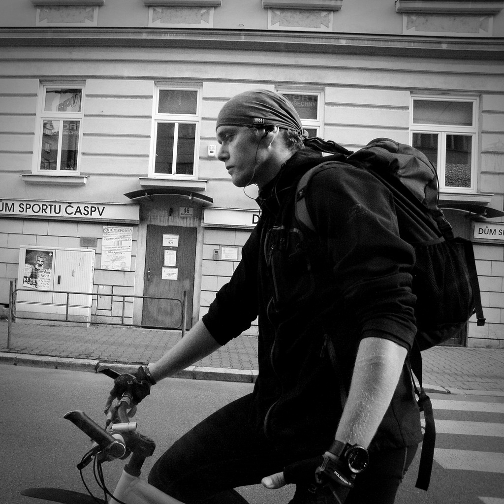Cyclist Next To the Tram